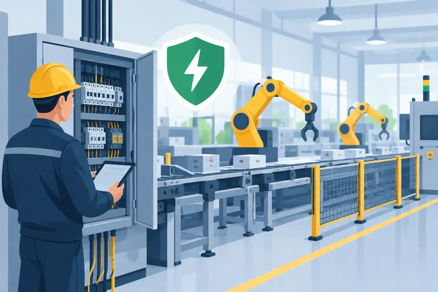 Een productielijn elektrisch veiligstellen